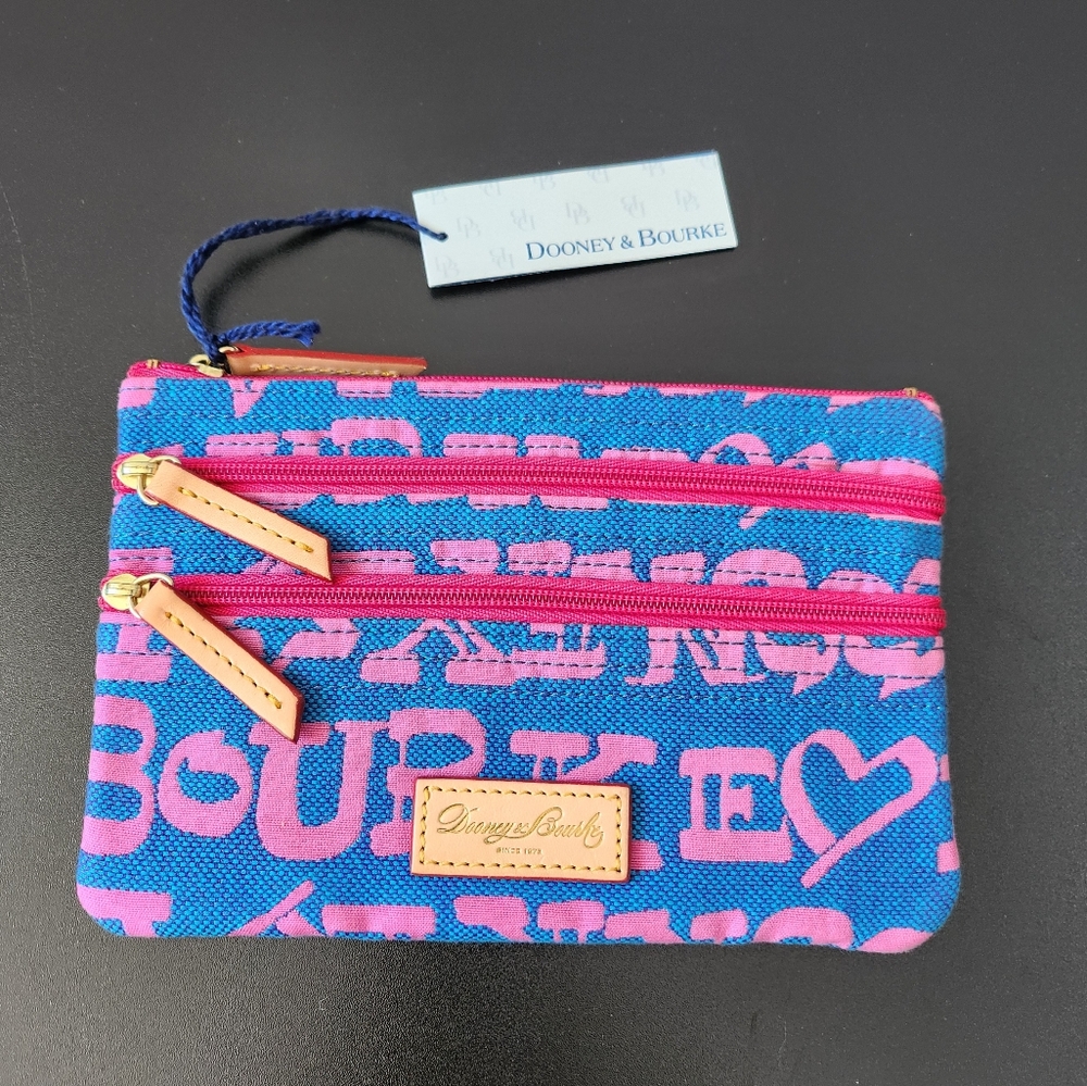 !SOLD! Dooney Blue Triple Zip Pouch - Picture 1 of 8
